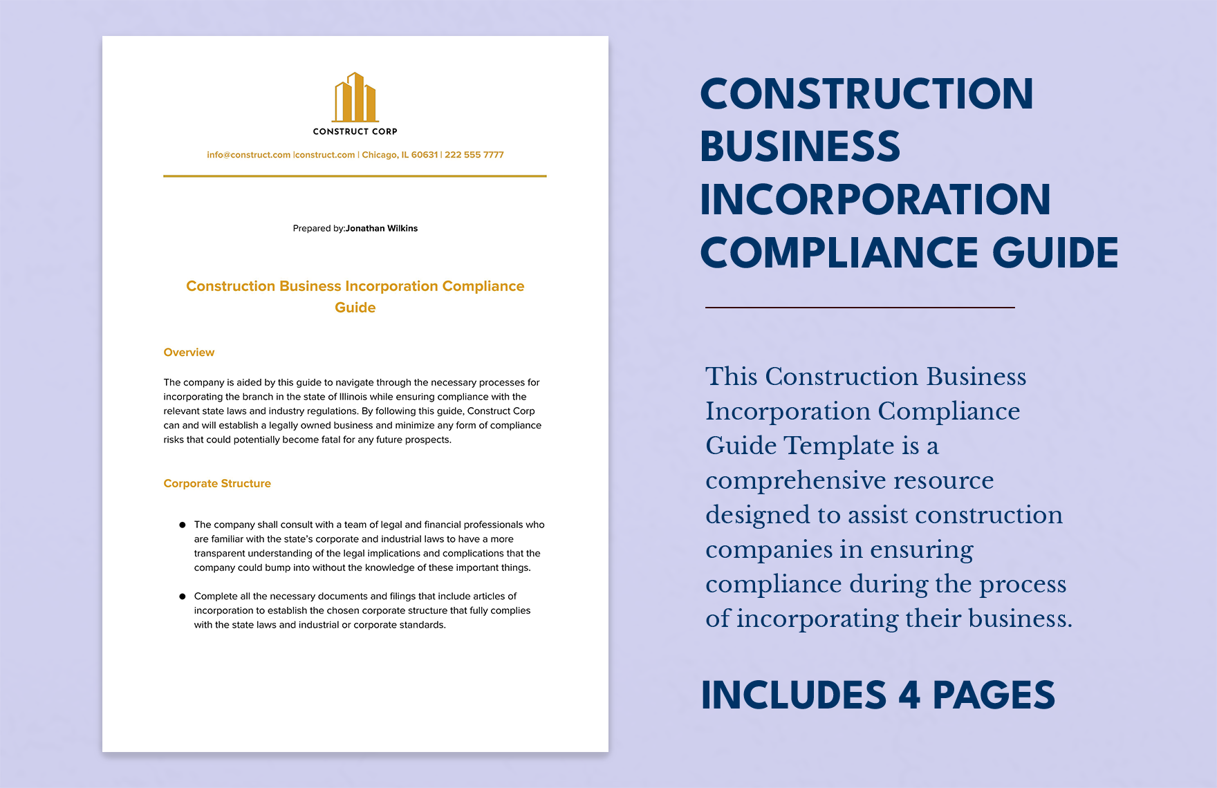 Construction Business Incorporation Compliance Guide