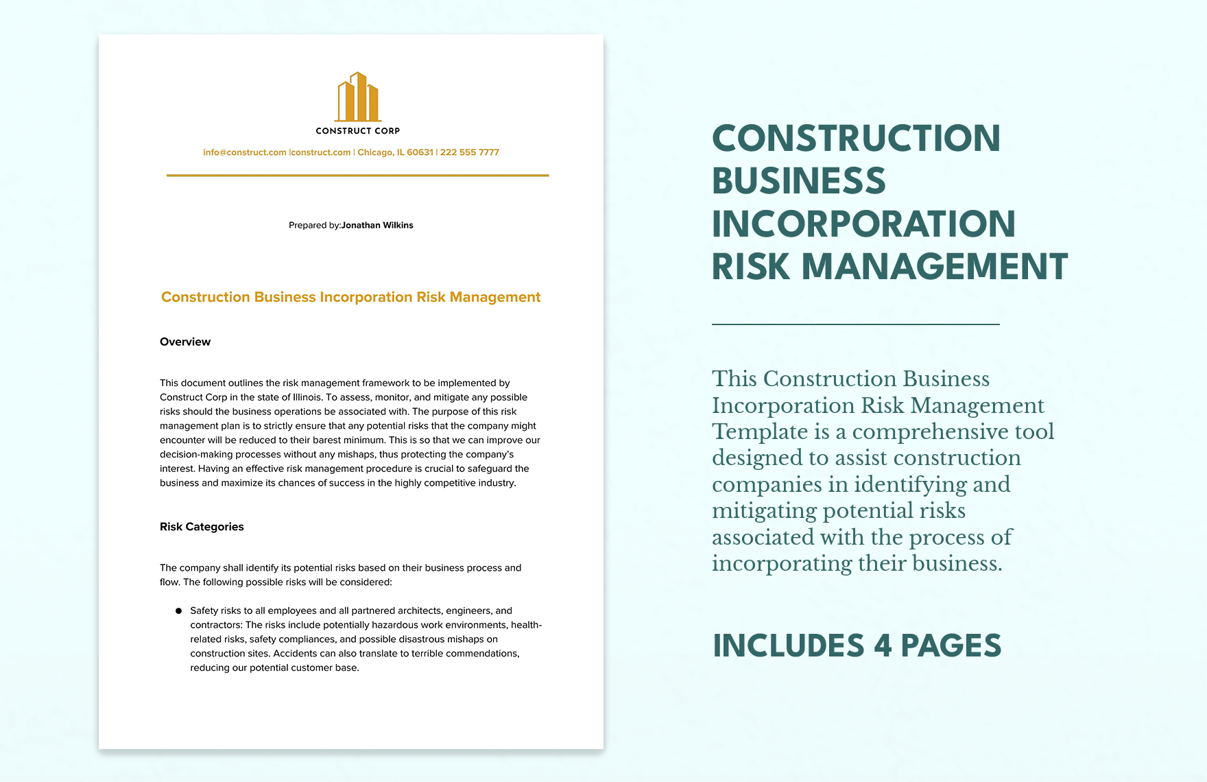 Construction Business Incorporation Risk Management 