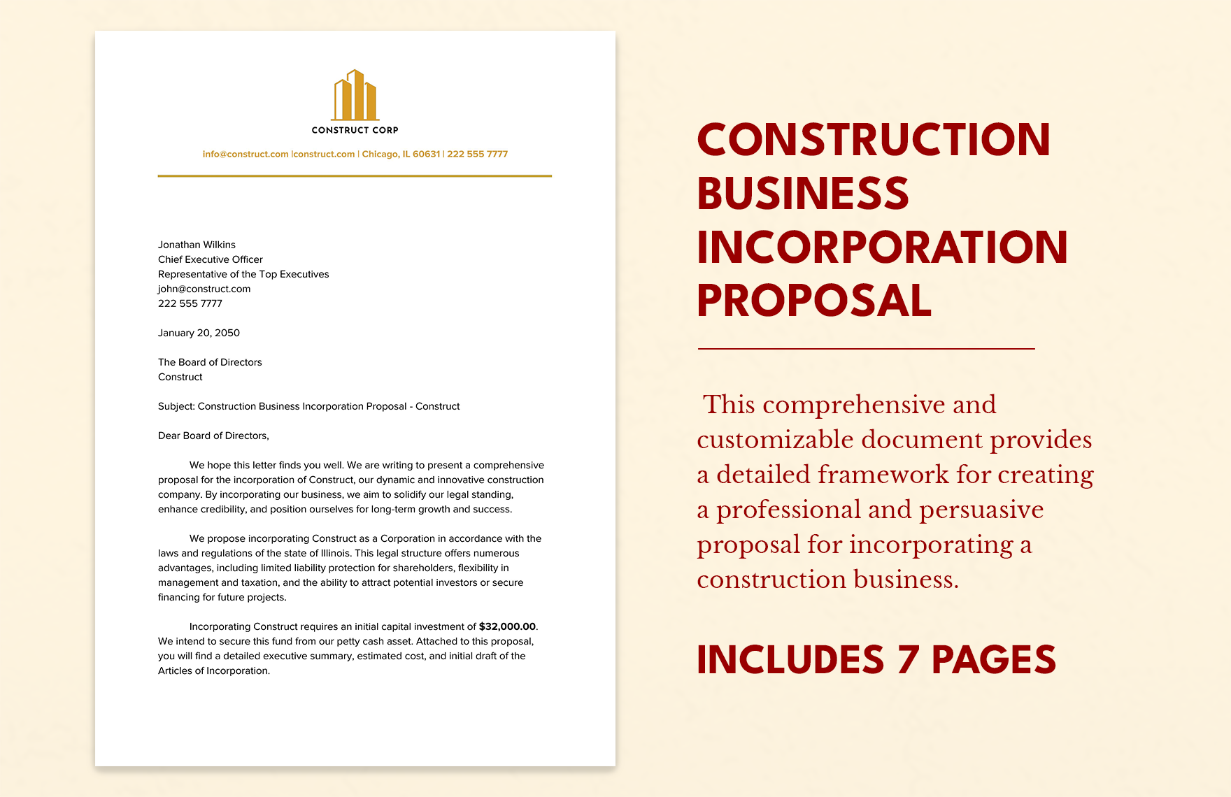 Construction Business Incorporation Proposal
