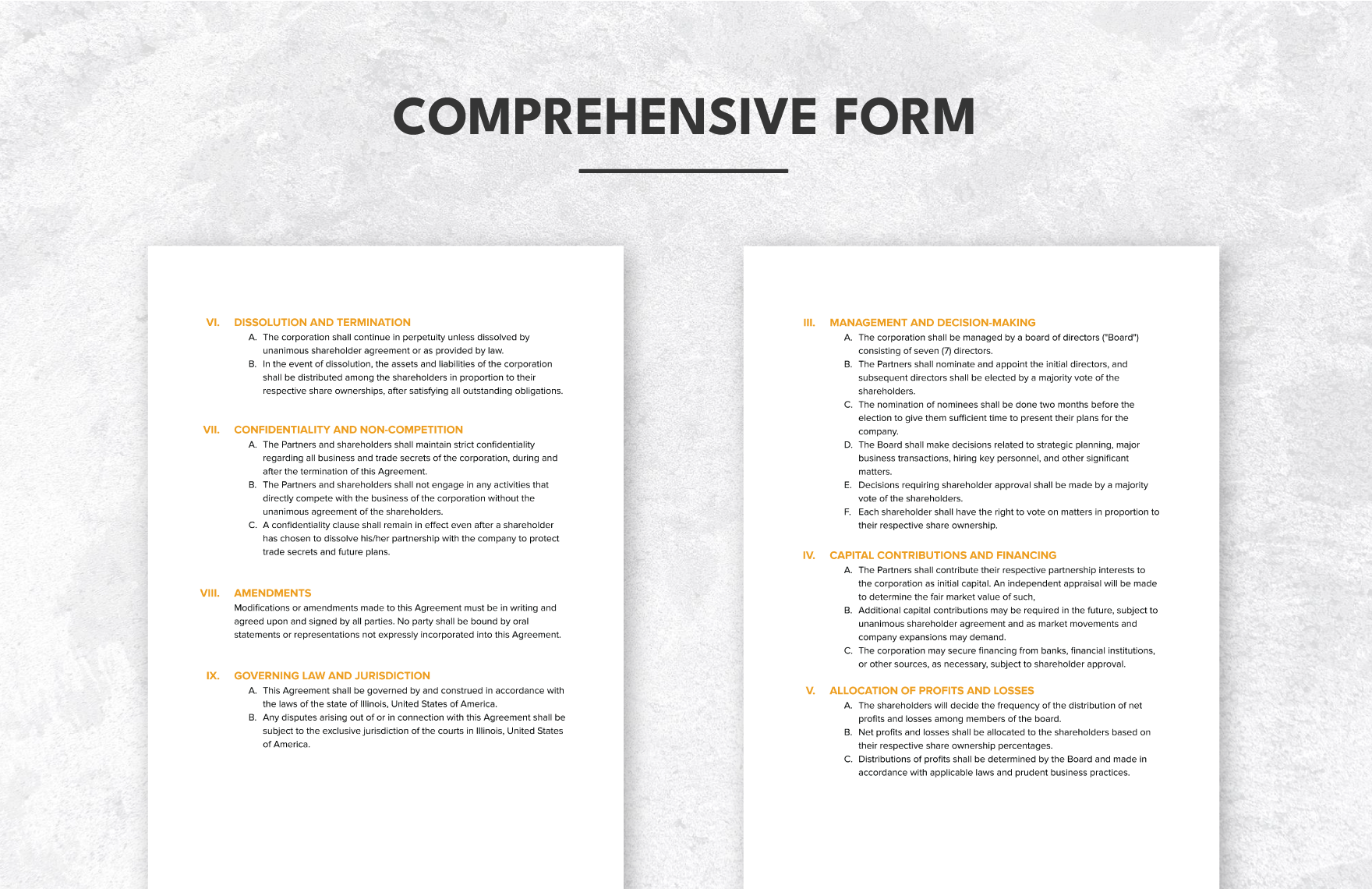 Construction Business Incorporation Partnership Agreement Template