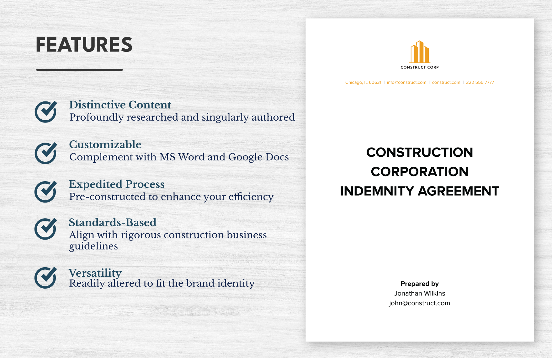 Construction Corporation Indemnity Agreement Template