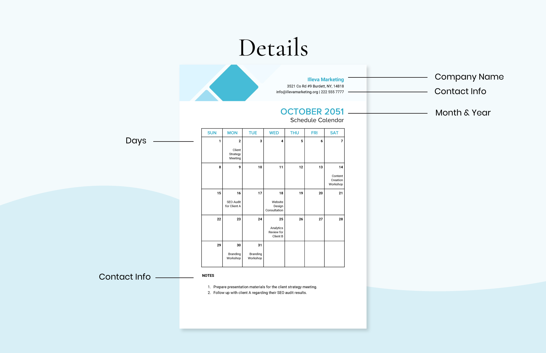 Calendar with Schedule Template 