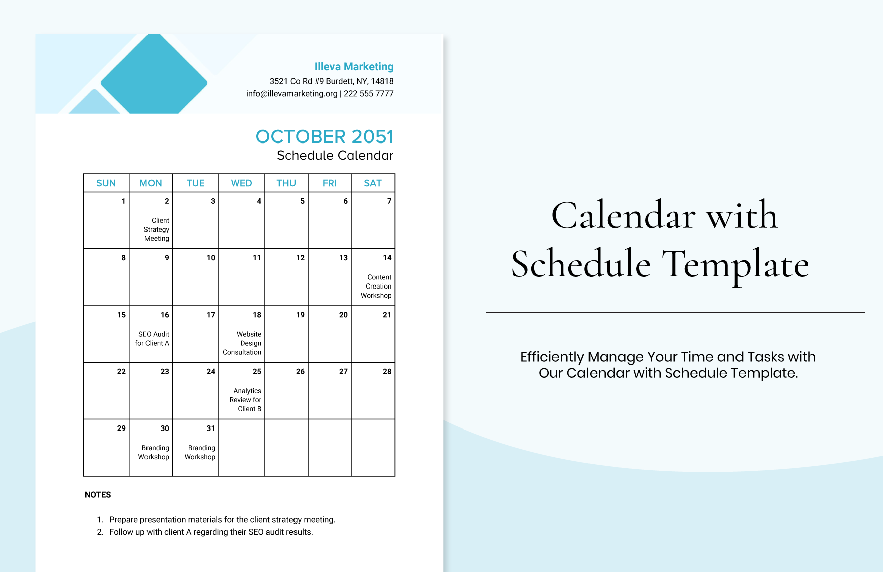 Calendar with Schedule Template 