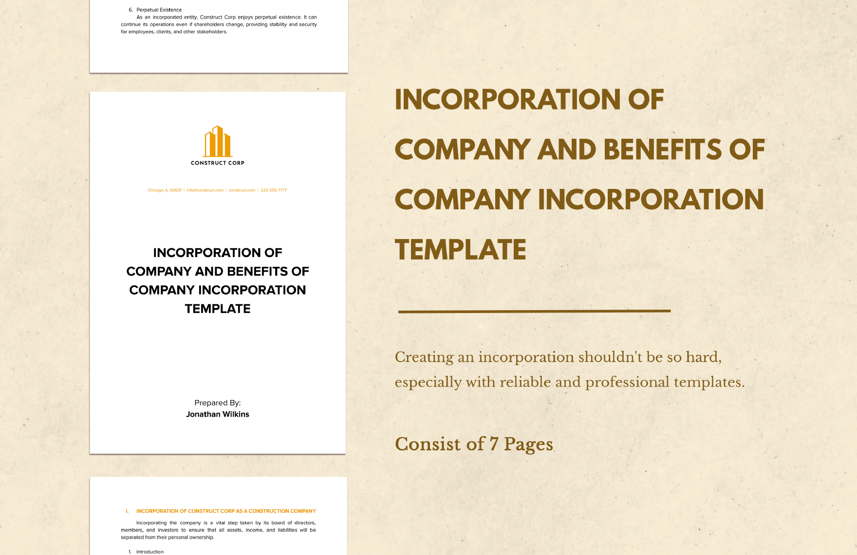 Incorporation of Company and Benefits of Company Incorporation