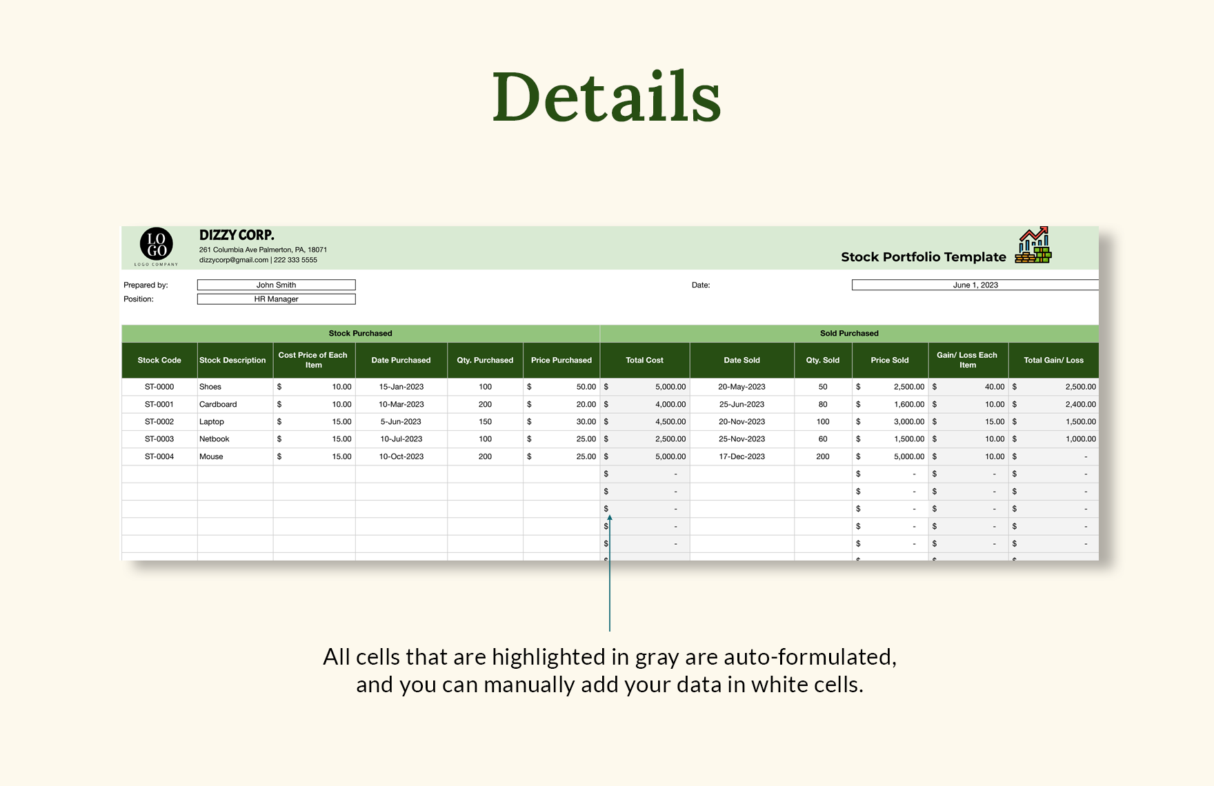 Stock Portfolio Template Download in Excel, Google Sheets