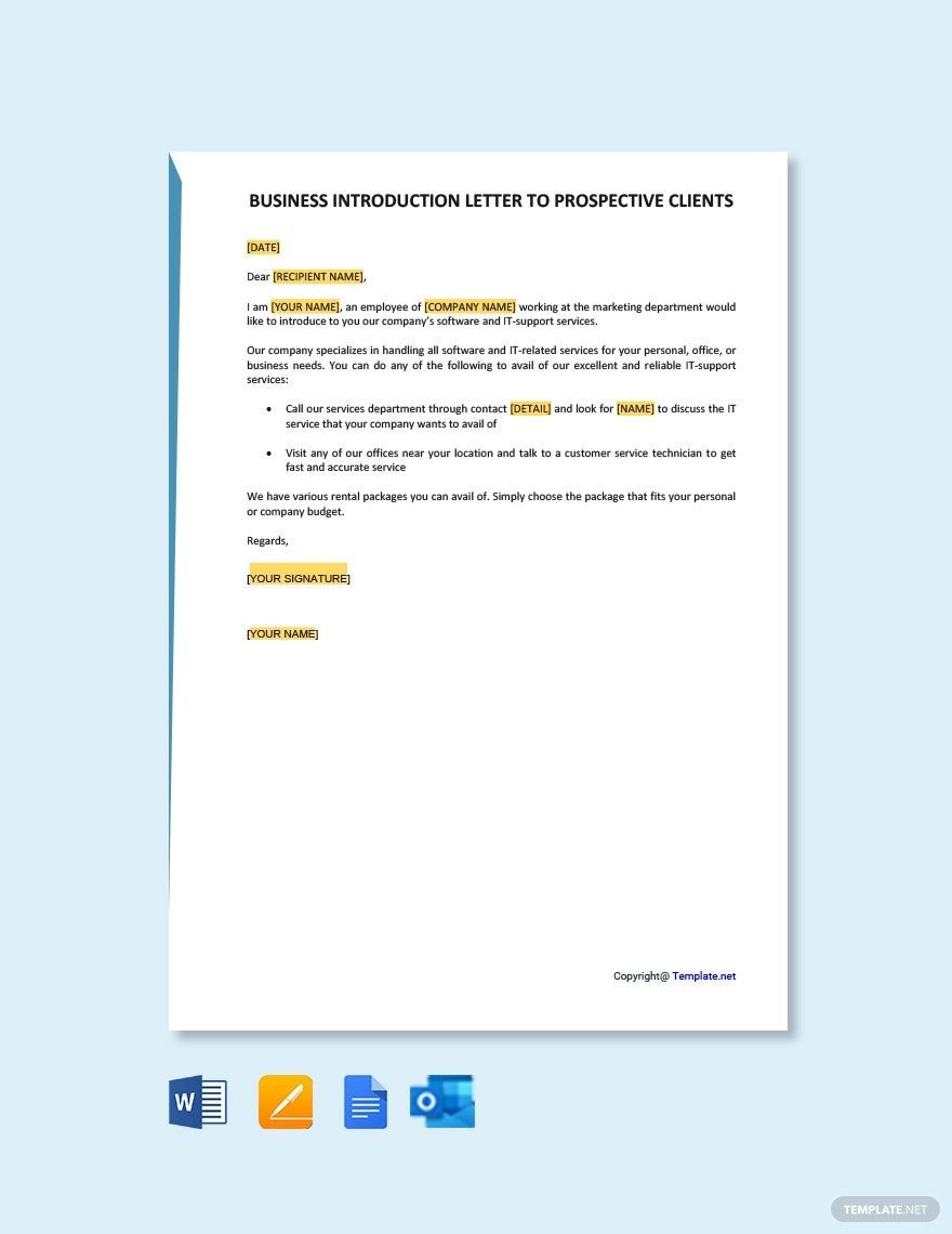 Business Introduction Letter to Prospective Clients Template