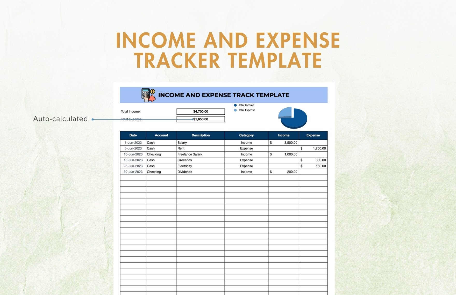 Income and Expense Tracker Template
