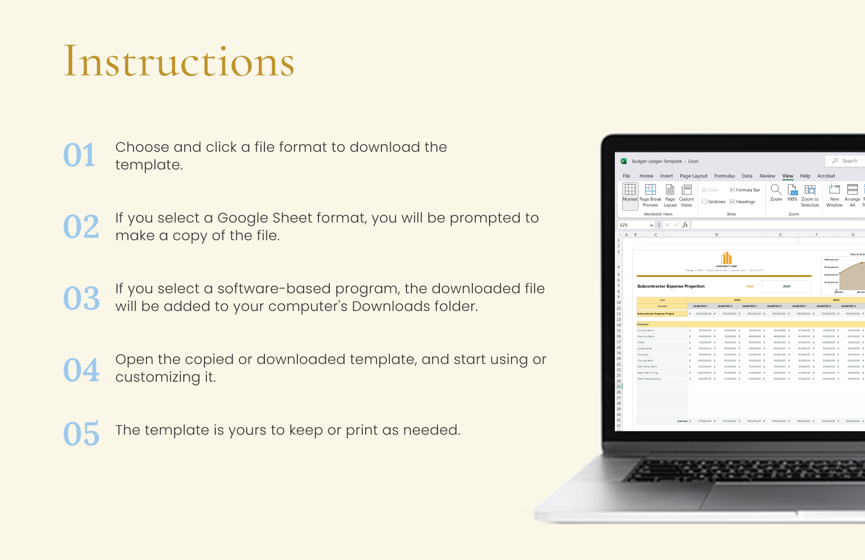 Subcontractor Expense Projection Template