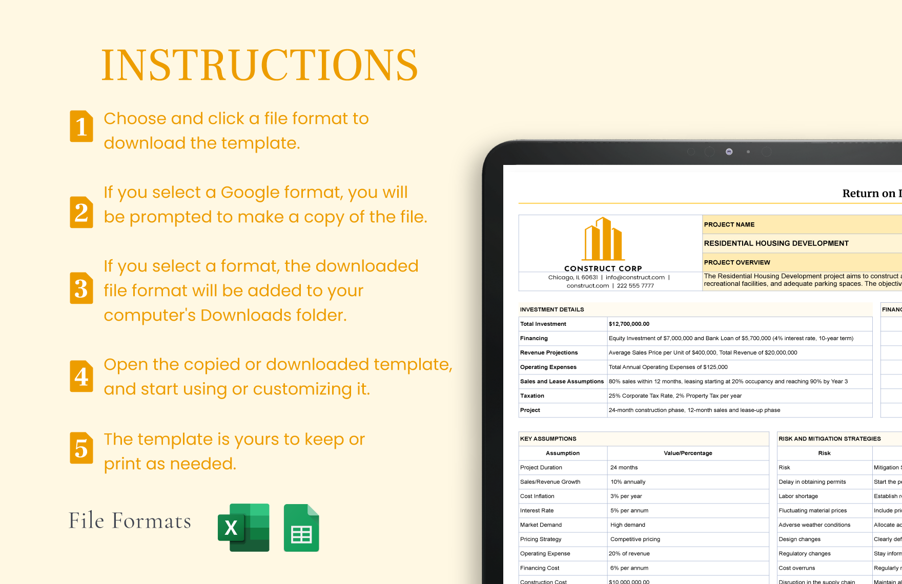 Return on Investment (ROI) Projection Template