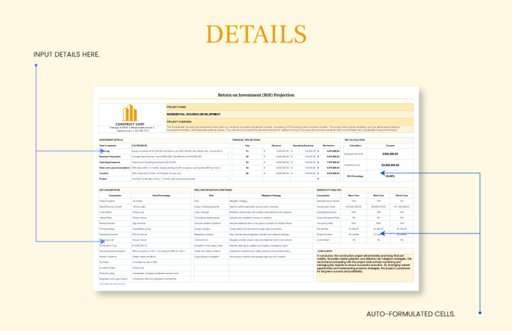 Return on Investment (ROI) Projection Template