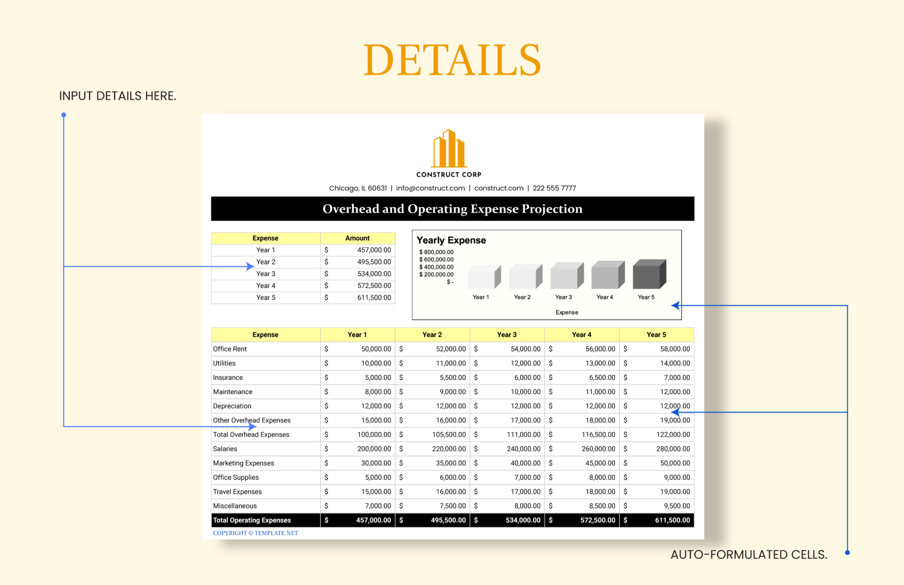 Overhead and Operating Expense Projection Template - Download in Excel ...