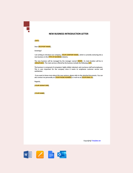 FREE Business Introduction Letter Template Word Google Docs Apple 