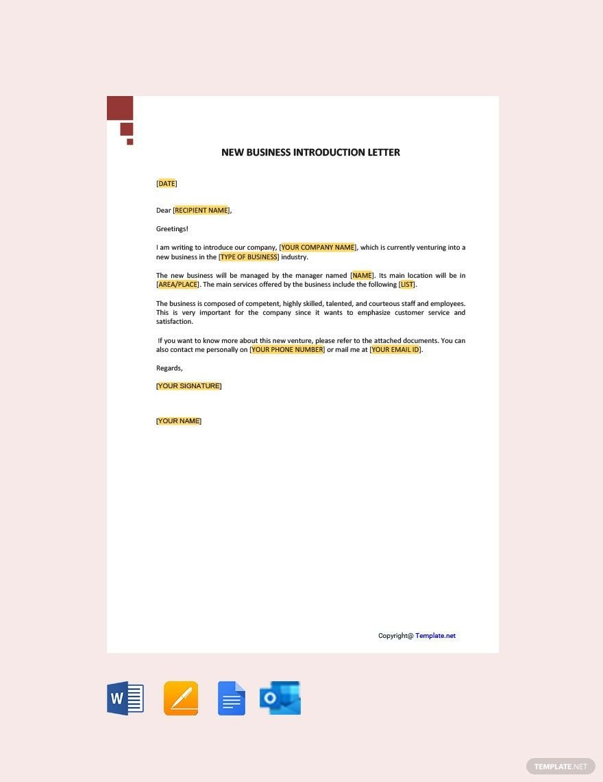 New Business Introduction Letter Template