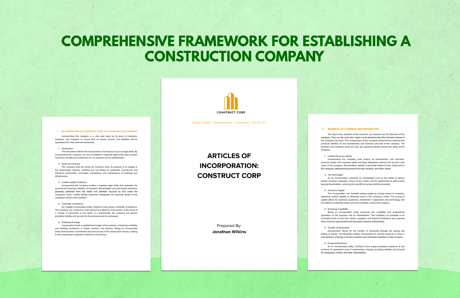 Construction General Contractors Business Incorporation