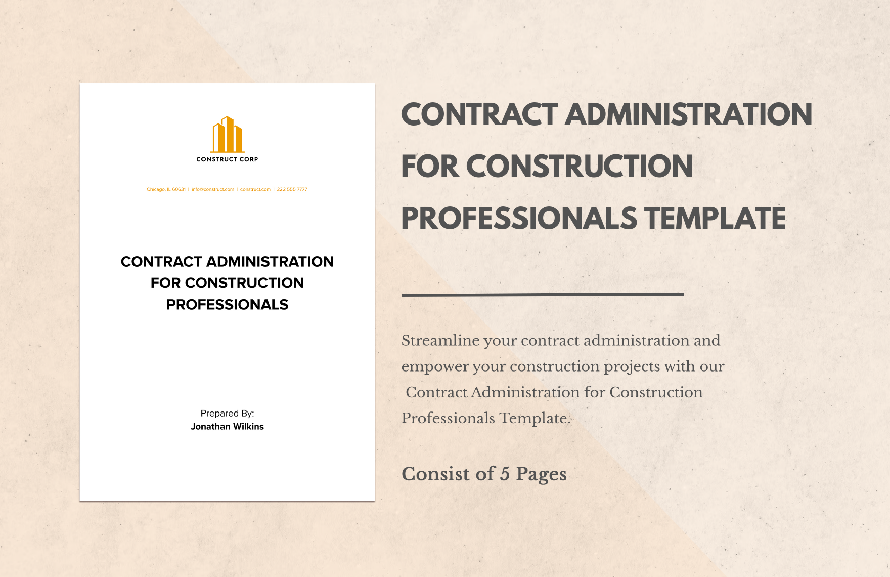Contract Administration for Construction Professionals  in Word, Google Docs