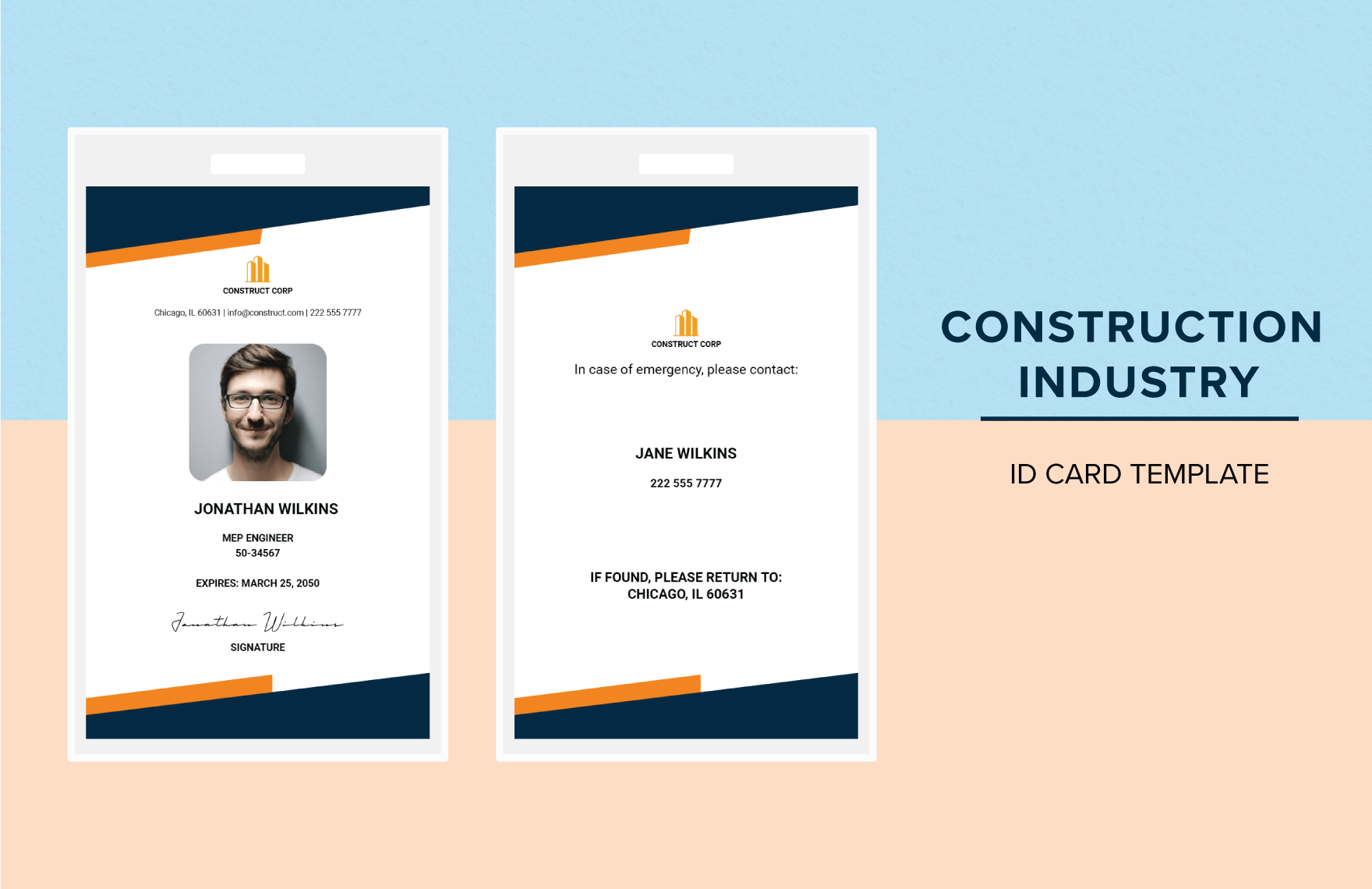 Construction Industry ID Card Template