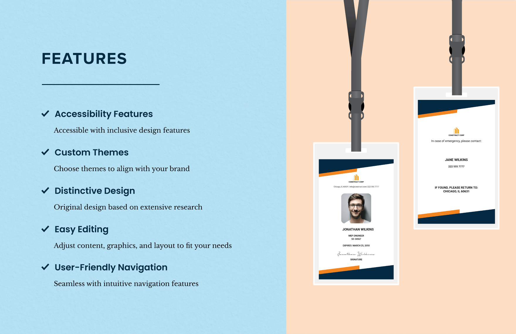 Construction Industry ID Card Template