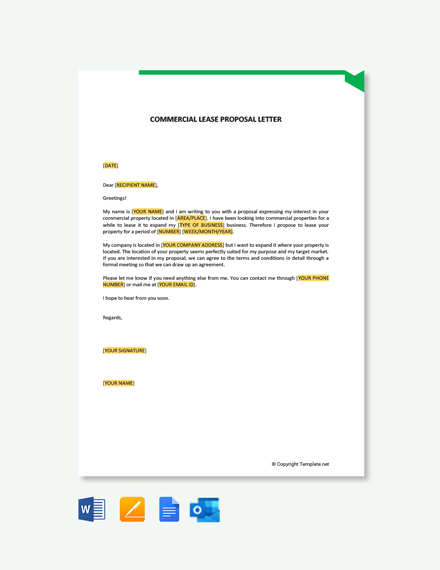 Commercial Lease Proposal Letter Template [Free PDF] - Word | Apple ...