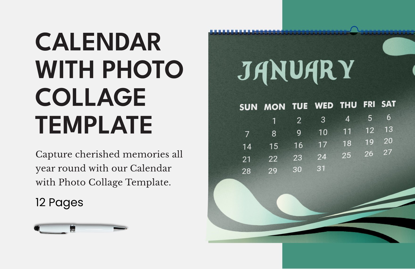 Calendar with Photo Collage Template
