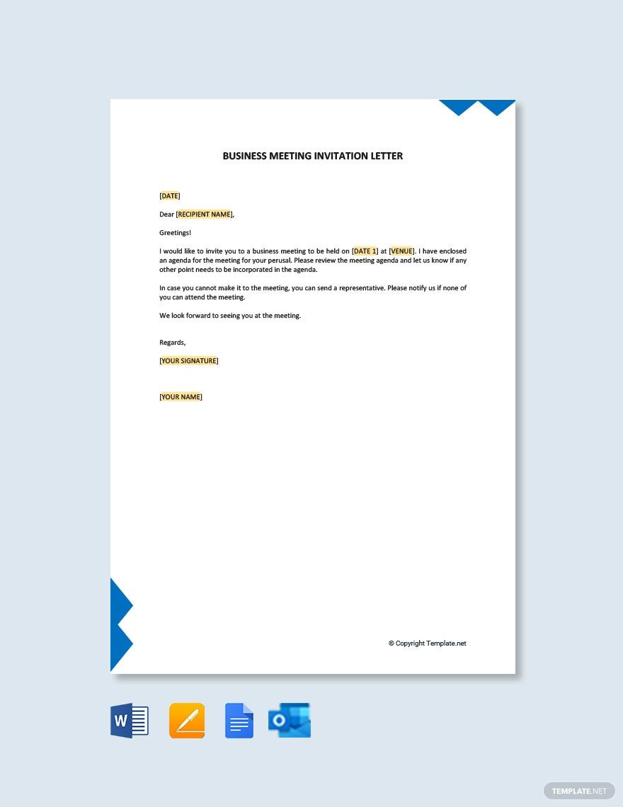 Free Formal Business Meeting Invitation Letter - Download in Word