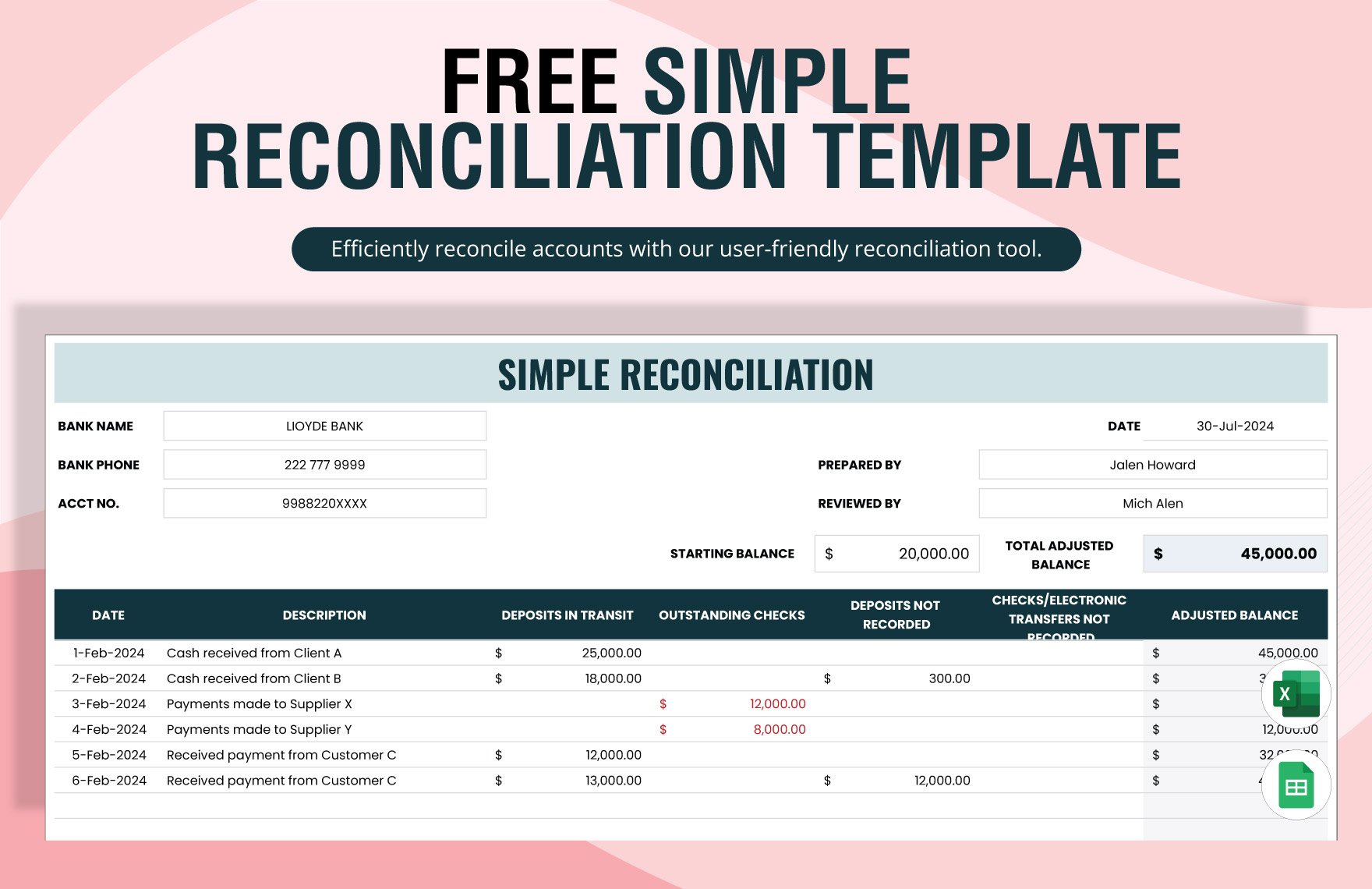 Simple Reconciliation Template