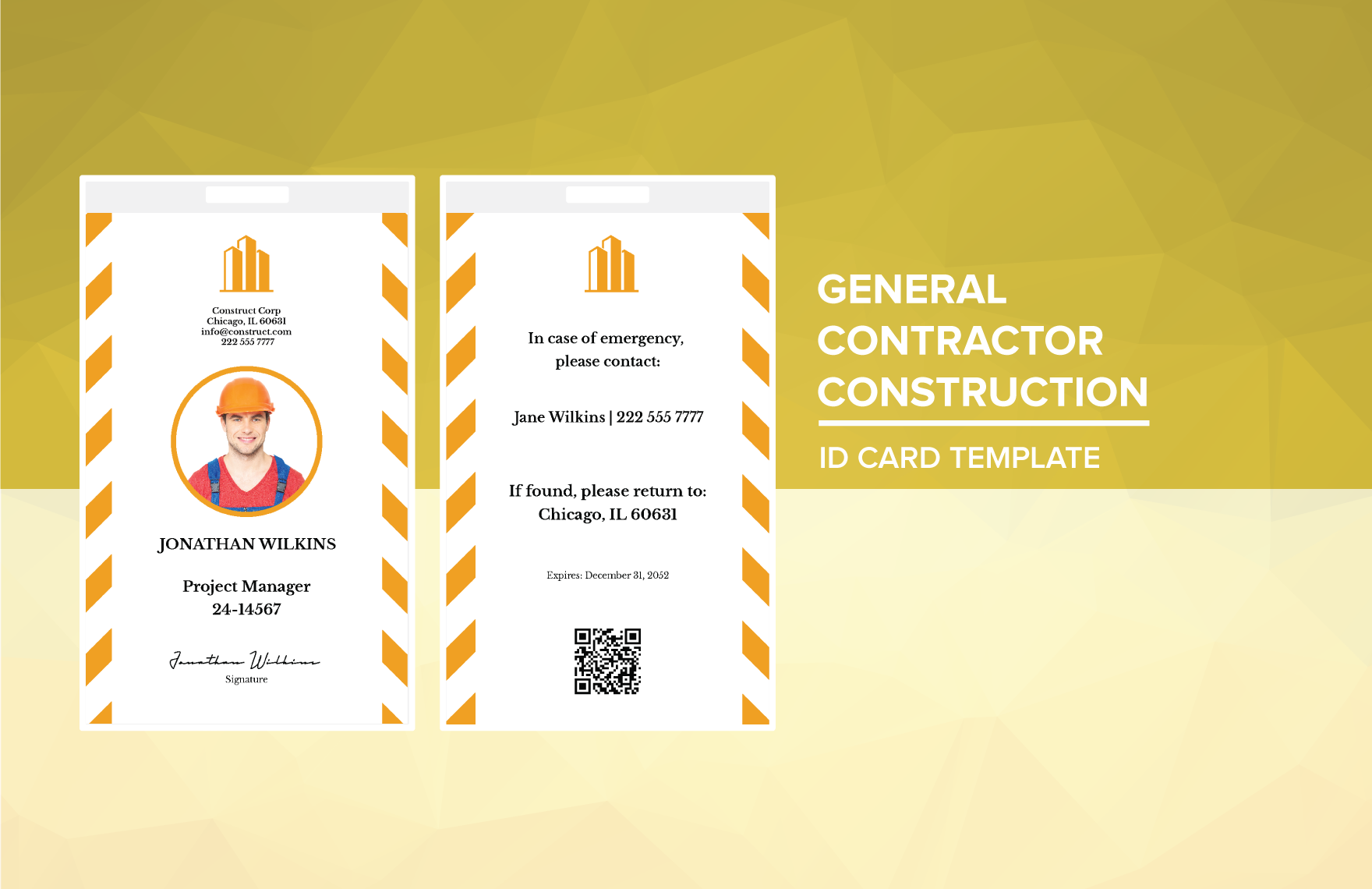 General Contractor Construction ID Card