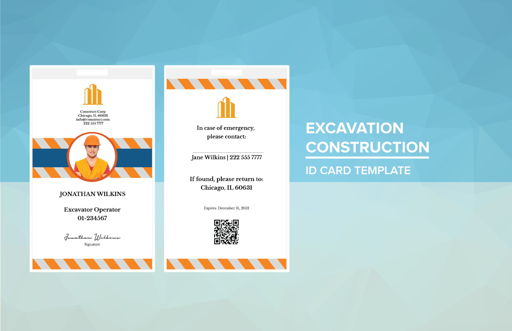 Excavation Construction ID Card