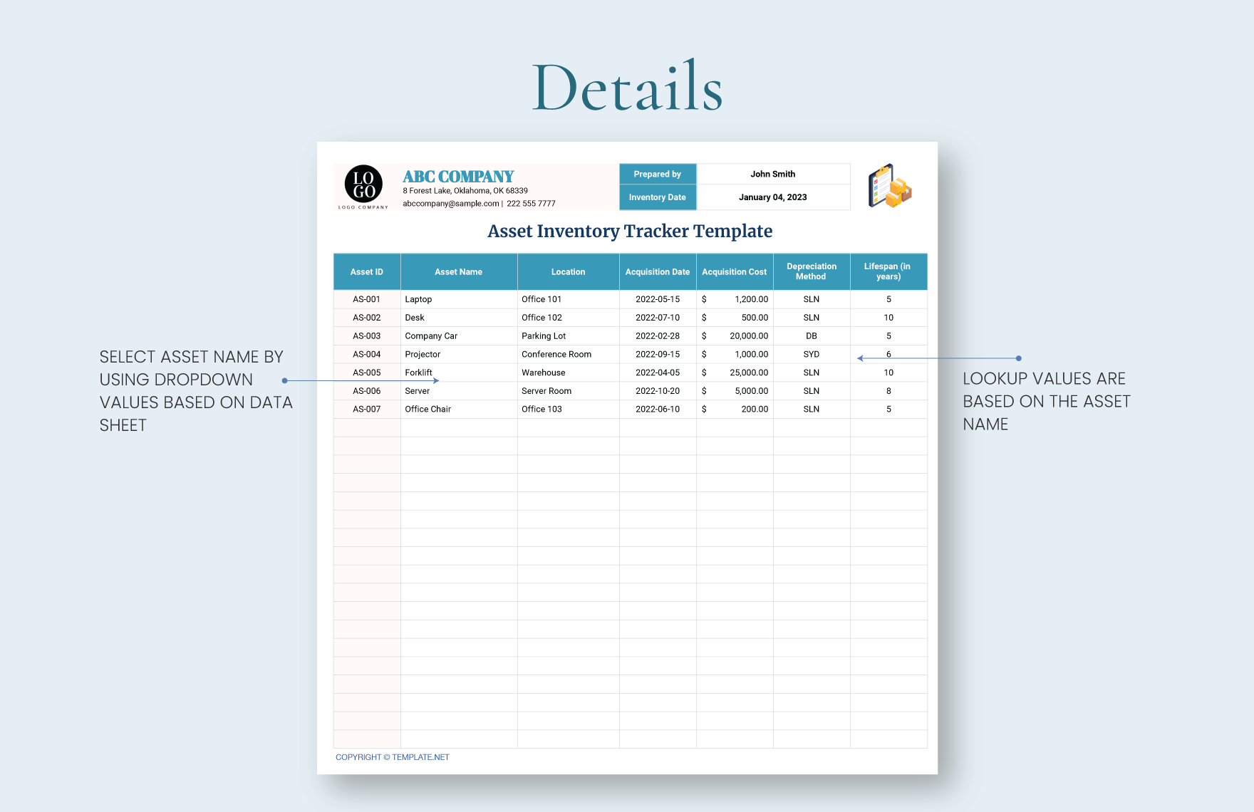 Asset Inventory Tracker Template