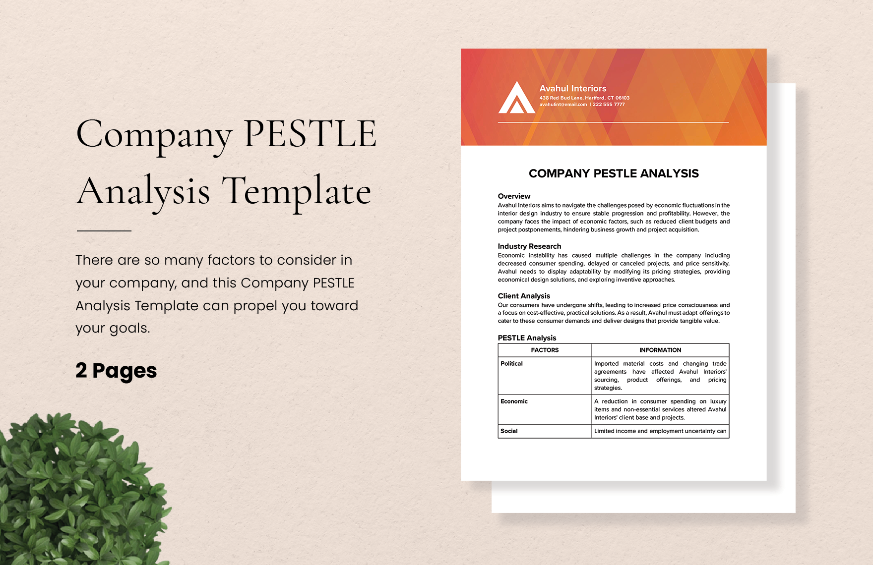 Company PESTLE Analysis Template in Word, Google Docs