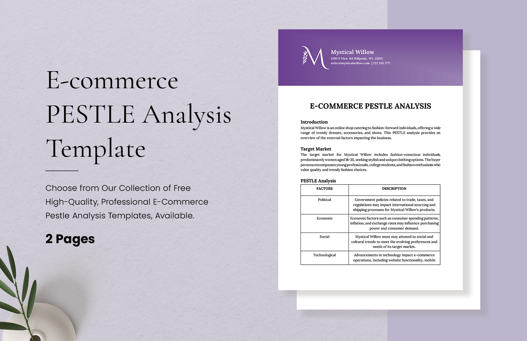 E-commerce PESTLE Analysis Template