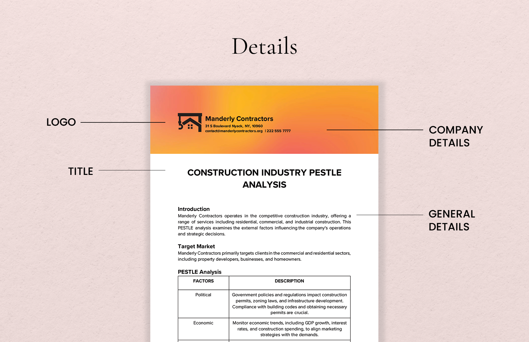 Construction Industry PESTLE Analysis Template