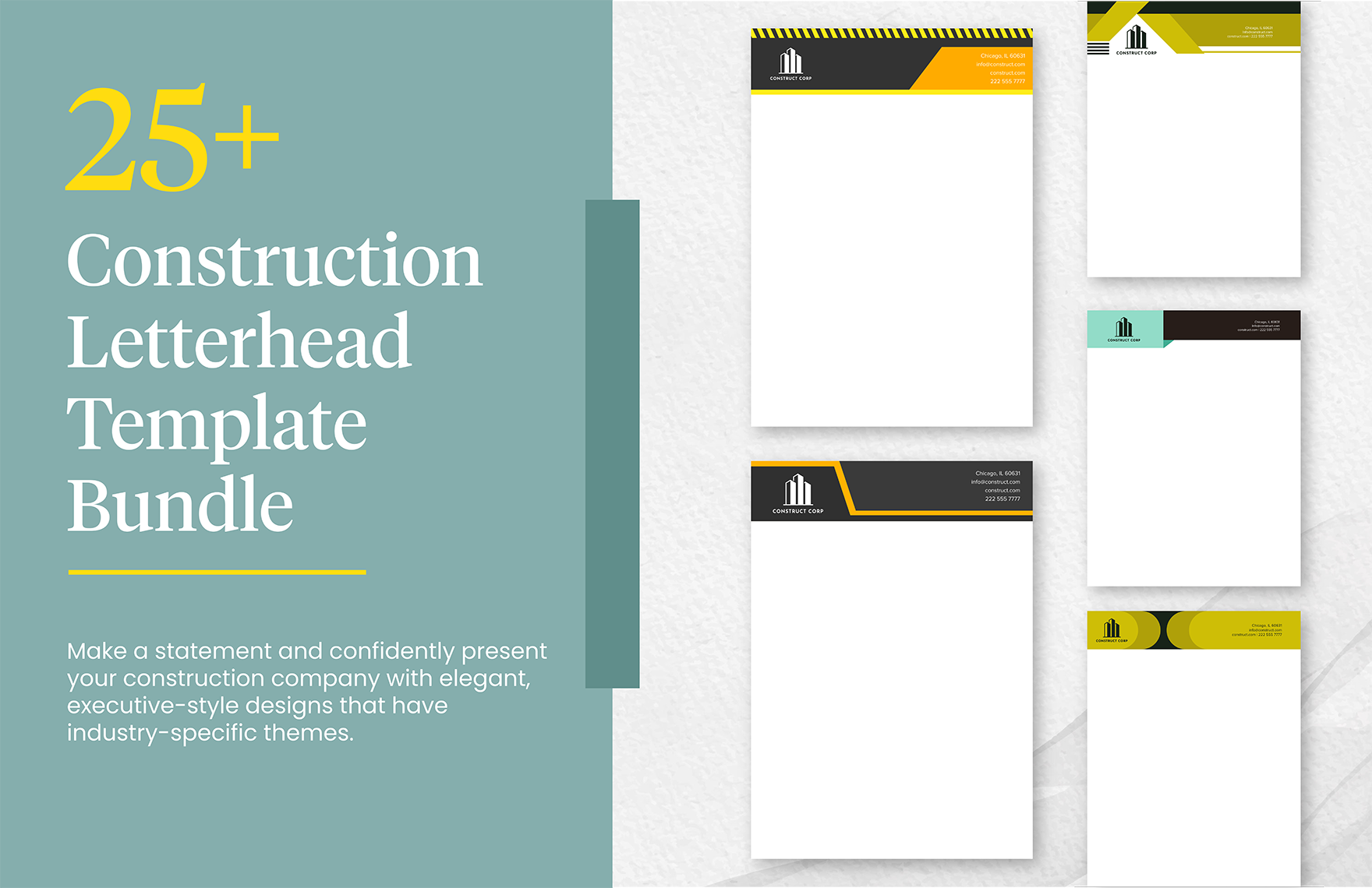 25+ Construction Letterhead Template Bundle in Word, PDF, Illustrator, PSD