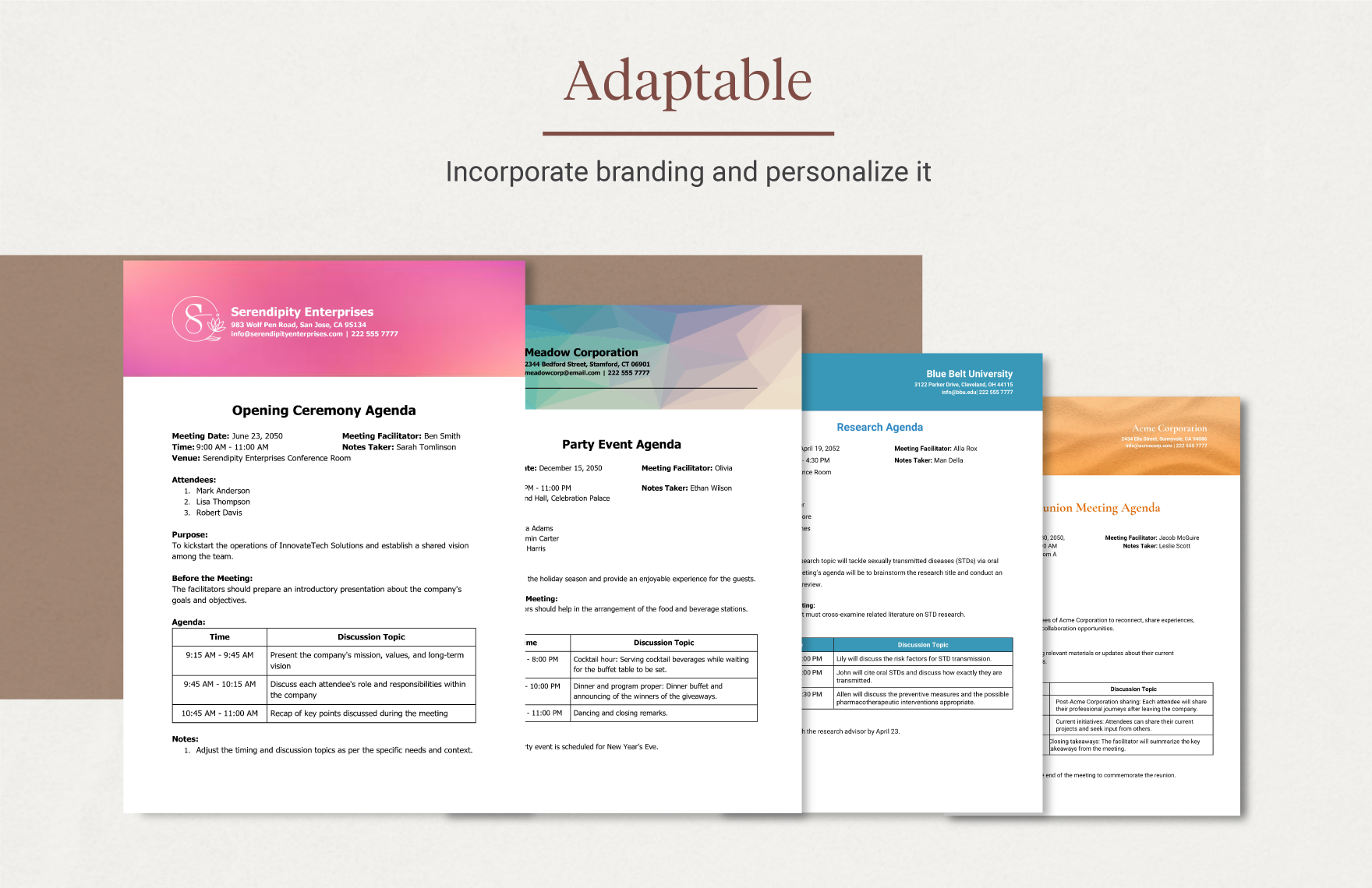 Customizable Event Agenda 30+ Event Agenda Template Bundle - Word, Google Docs, Apple Pages ...
