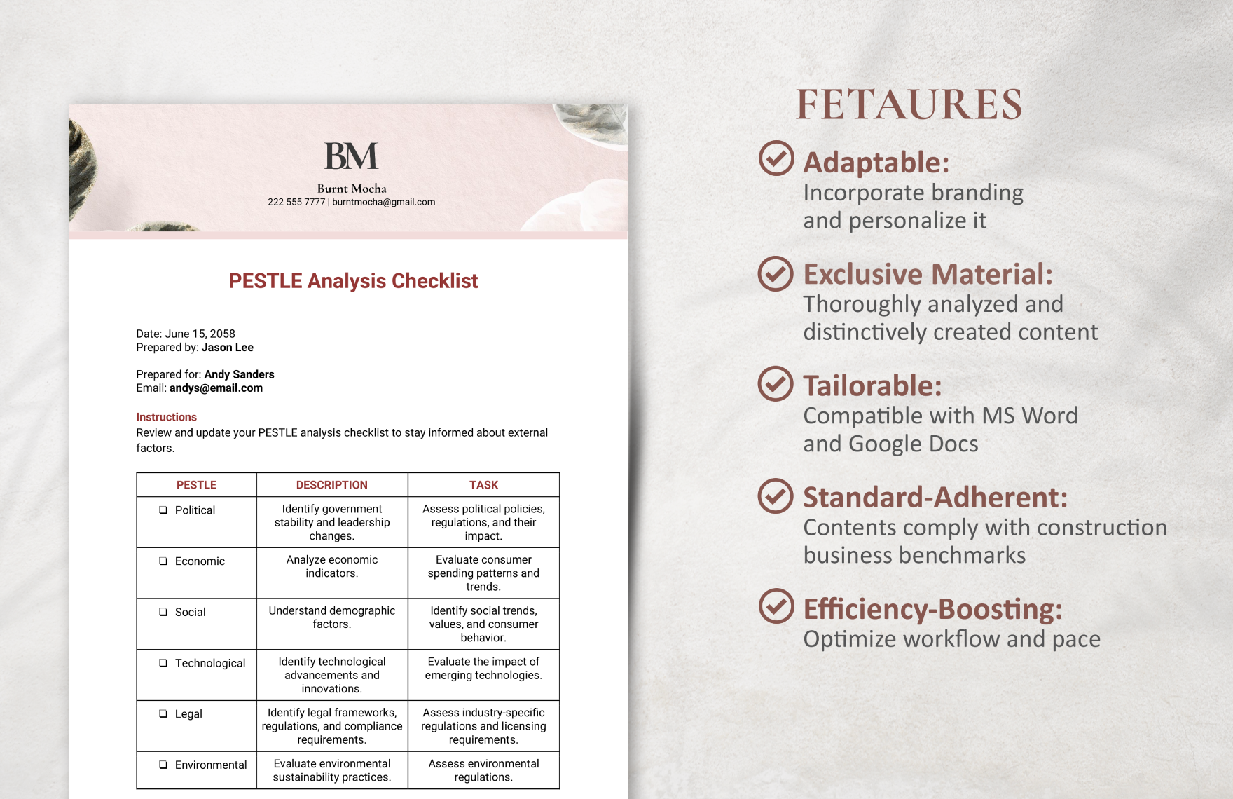 PESTLE Analysis Checklist Template