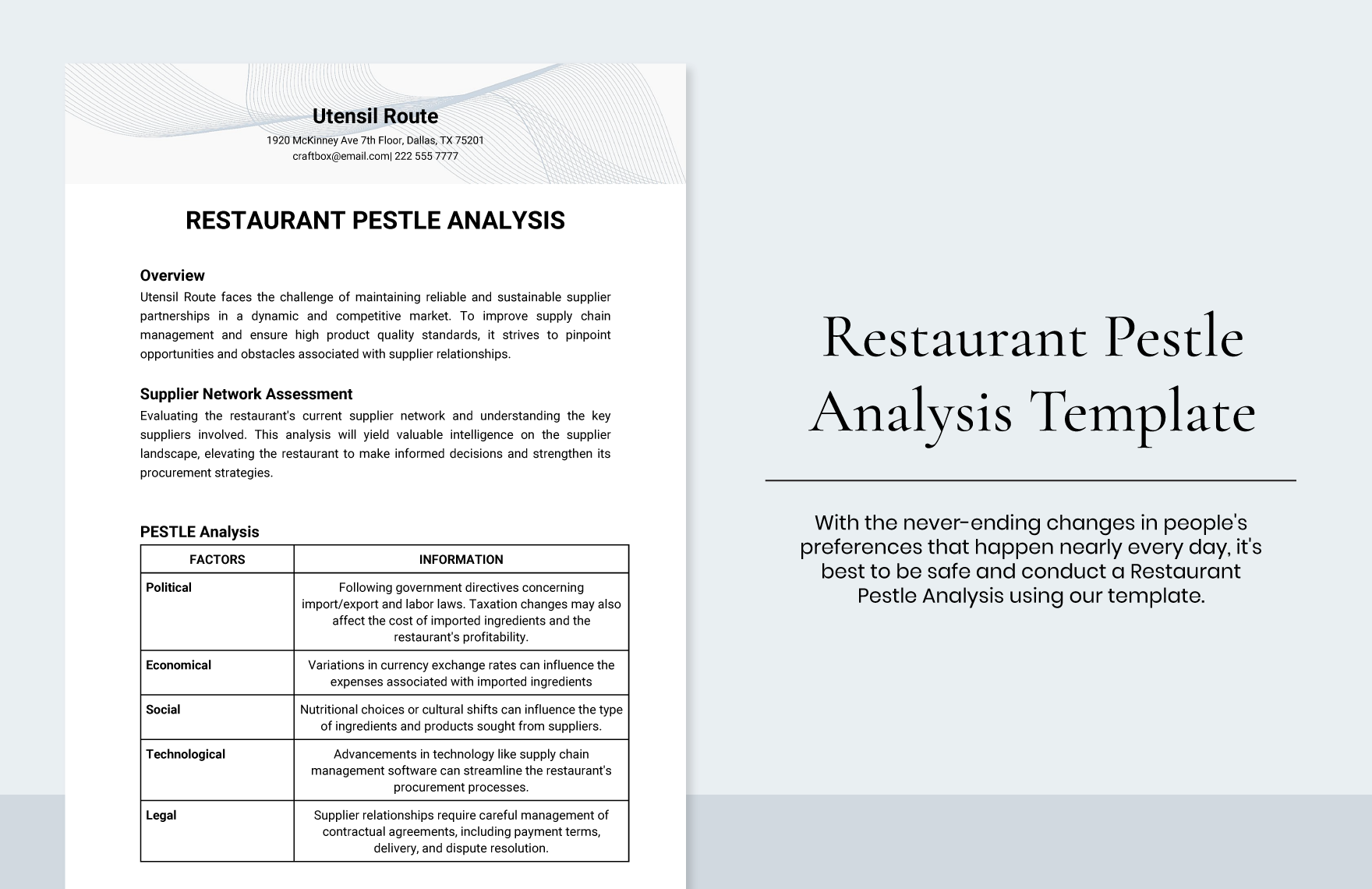 Restaurant Pestle Analysis Template