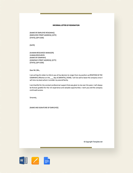 Google Docs Templates Resignation Letter Prntbl Concejomunicipaldechinu Gov Co