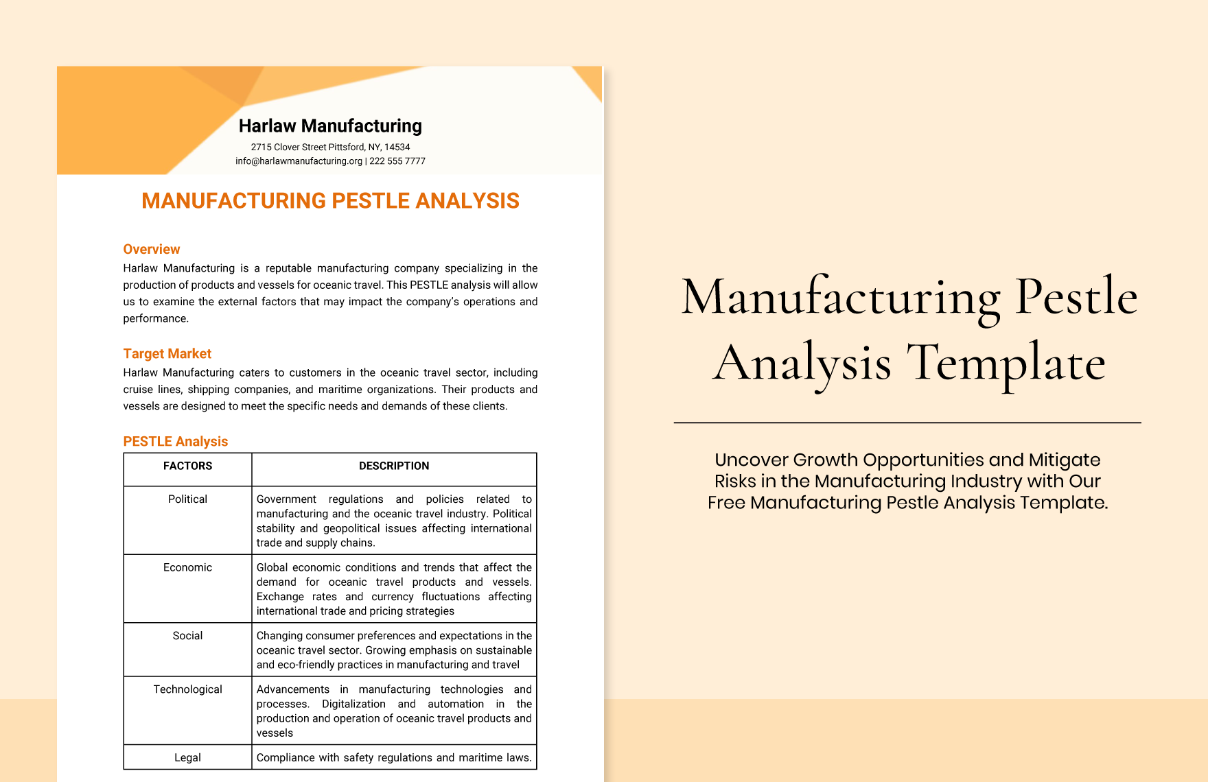 Manufacturing Pestle Analysis Template