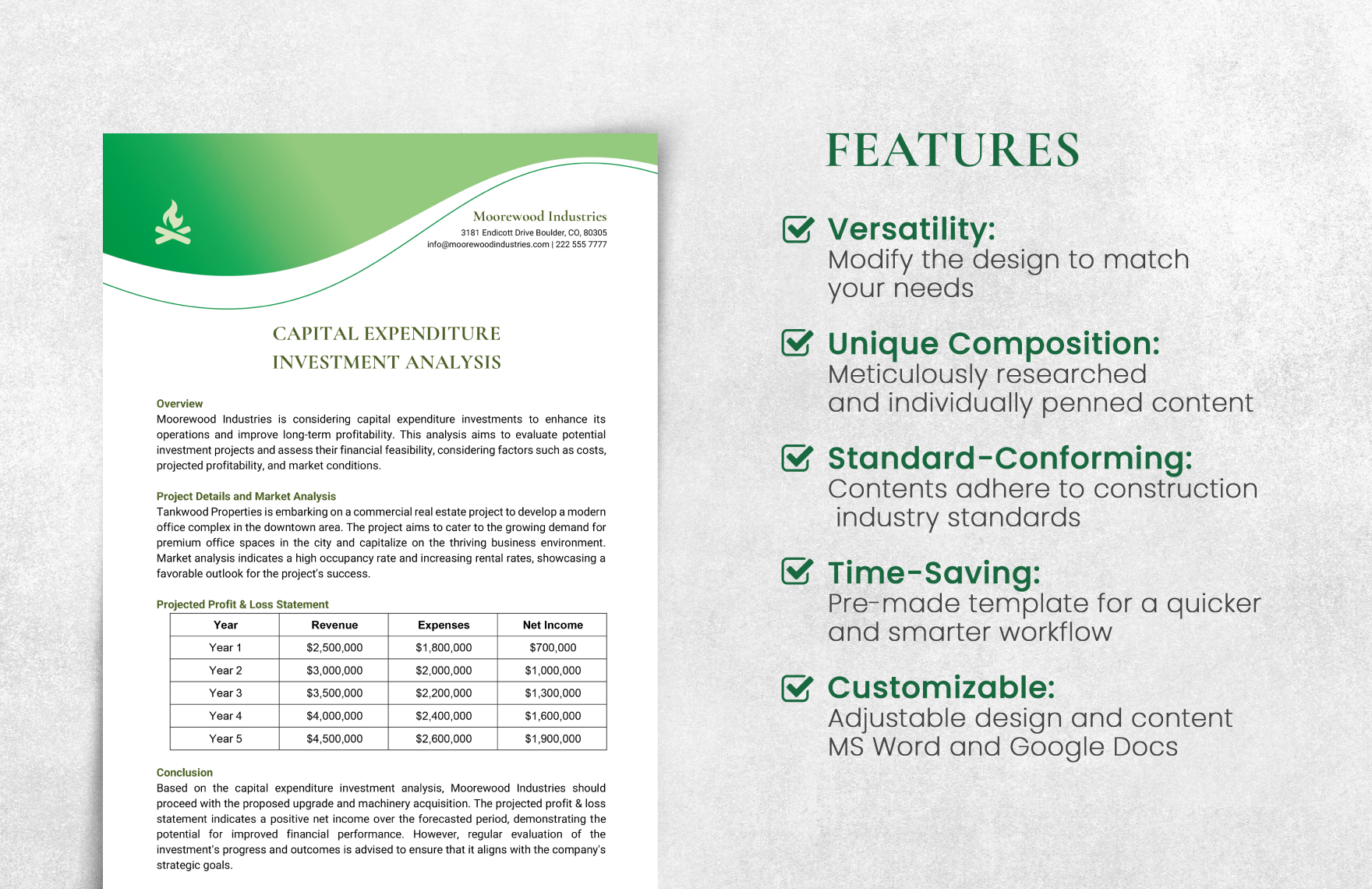 Capital Expenditure Investment Analysis Template