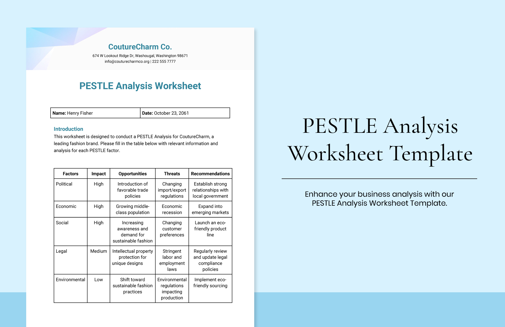 Blank Pestle Analysis Template In Word PDF Google Docs Download 