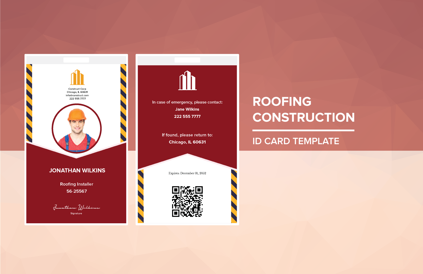 Roofing Construction ID Card