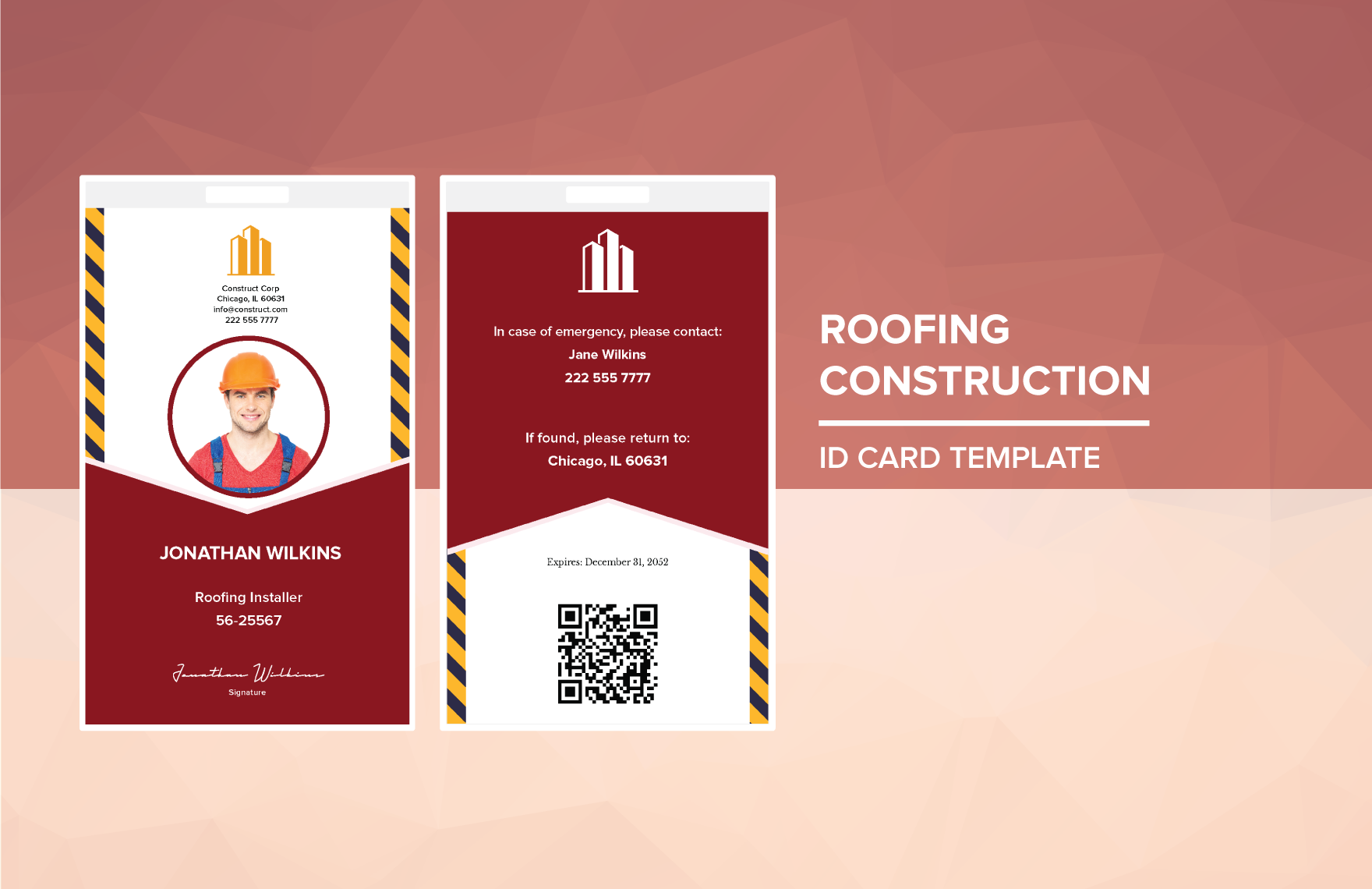 Roofing Construction ID Card in Word, Illustrator, PSD, SVG, PNG