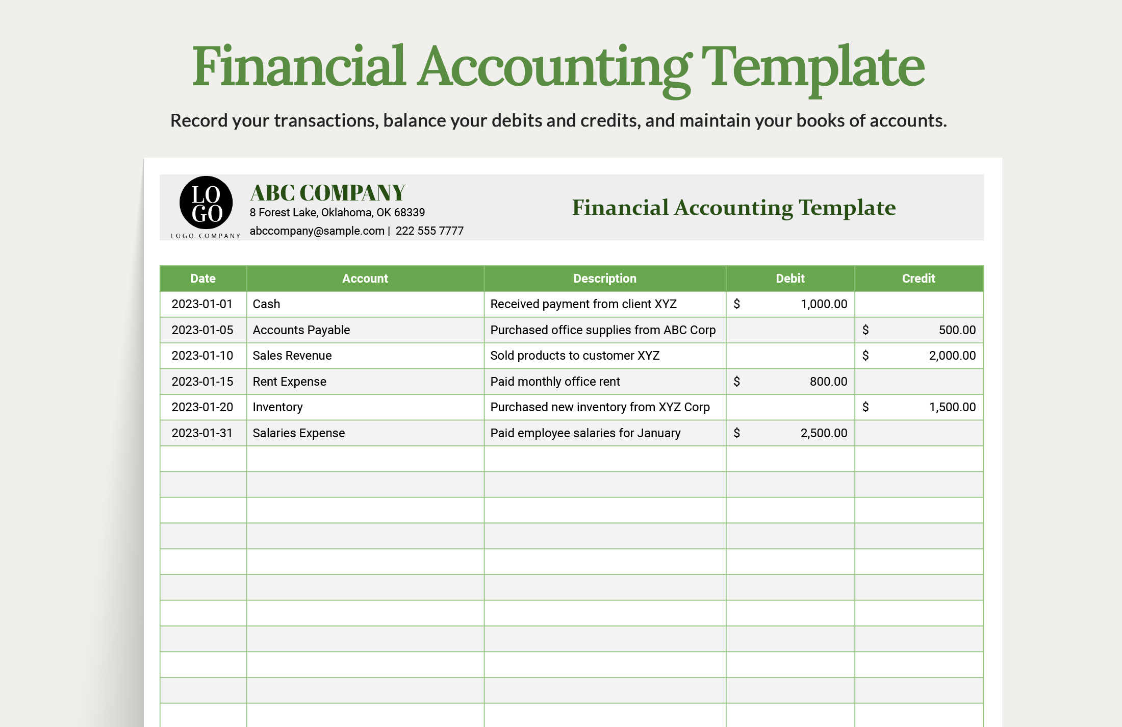 Financial Accounting Template Download In Excel Google Sheets 