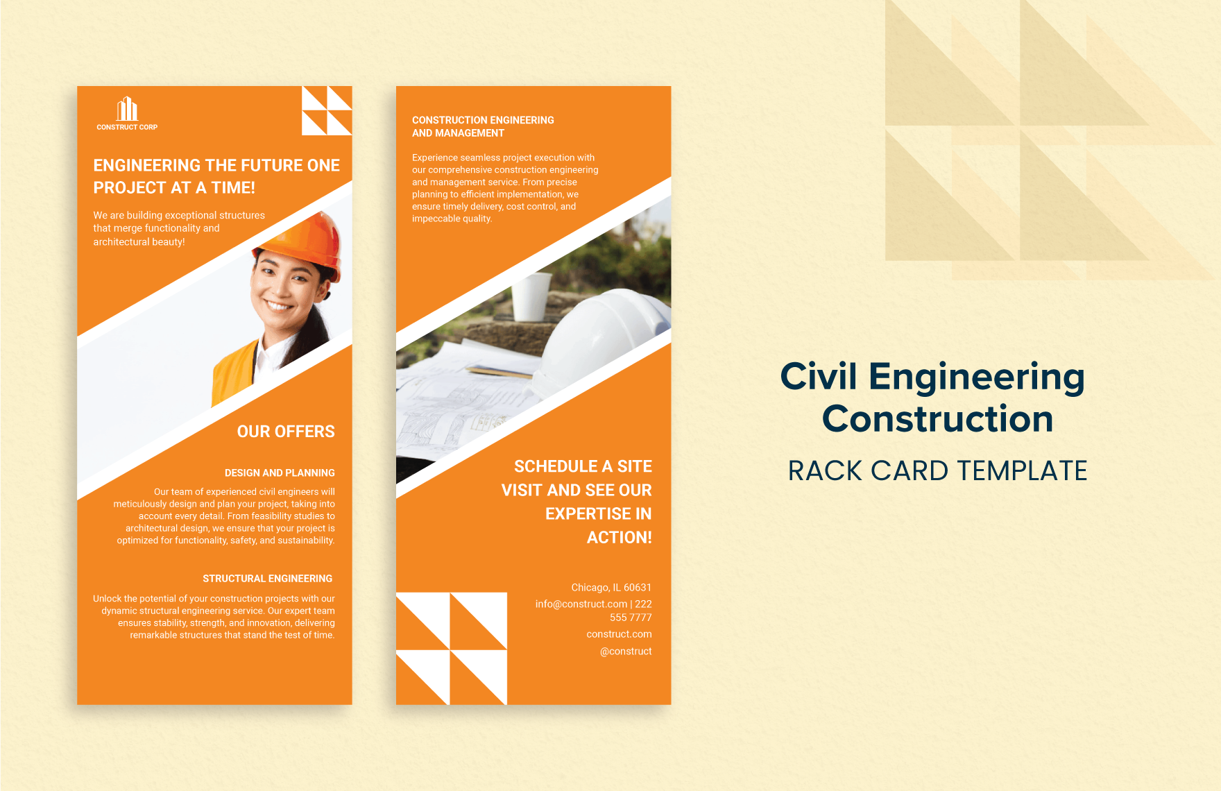Civil Engineering Construction Rack Card Template