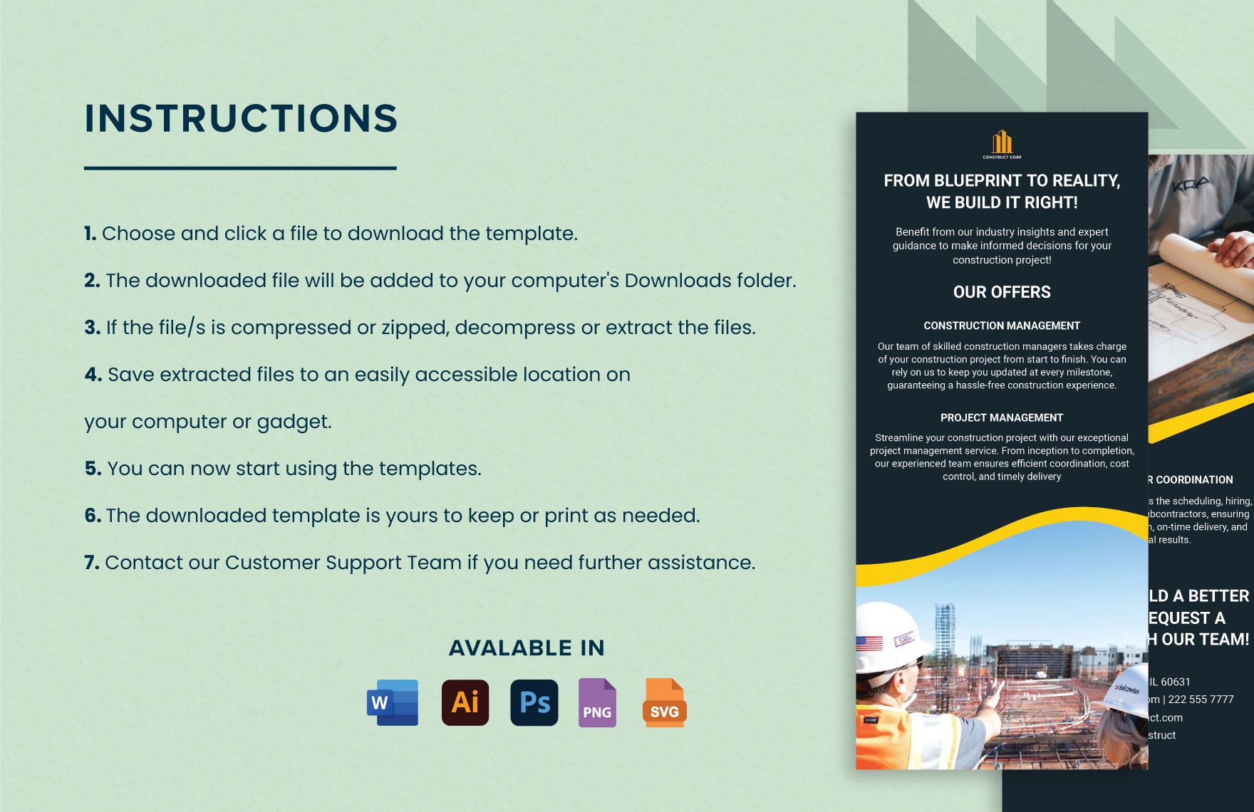 General Contractor Construction Rack Card Template