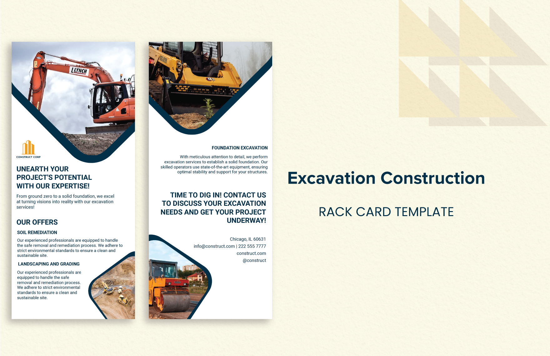Excavation Construction Rack Card Template