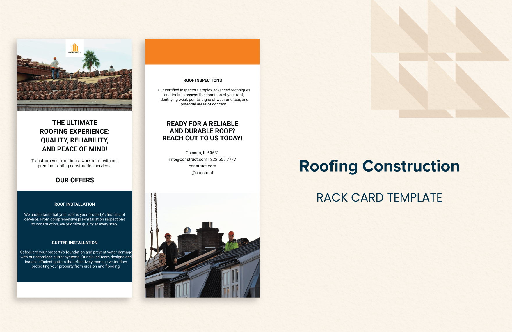 Roofing Construction Rack Card Template
