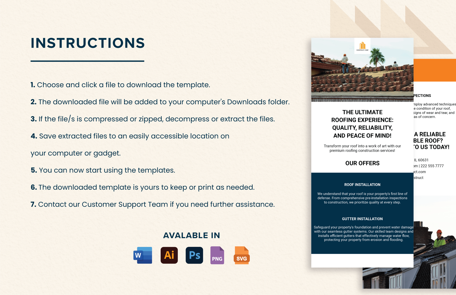 Roofing Construction Rack Card Template