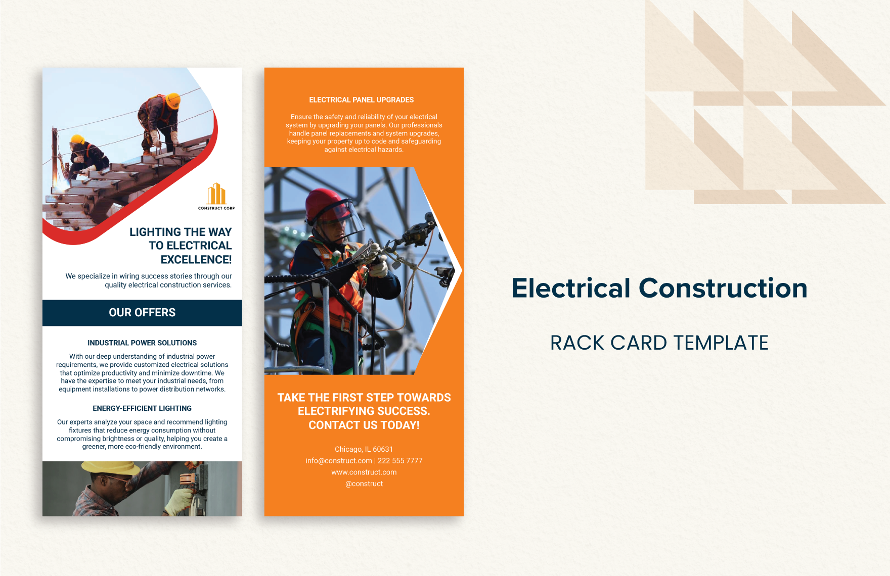 Electrical Construction Rack Card Template