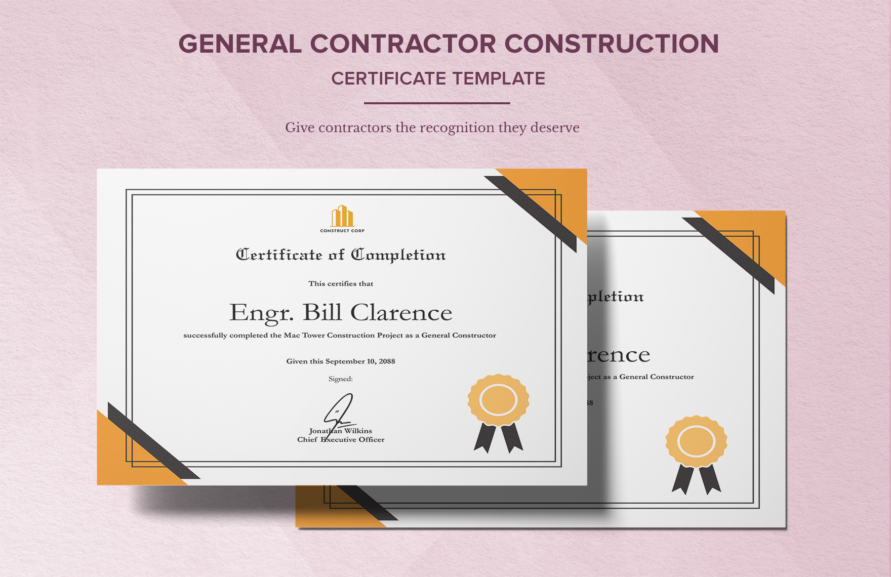 General Contractor Construction Certificate Template