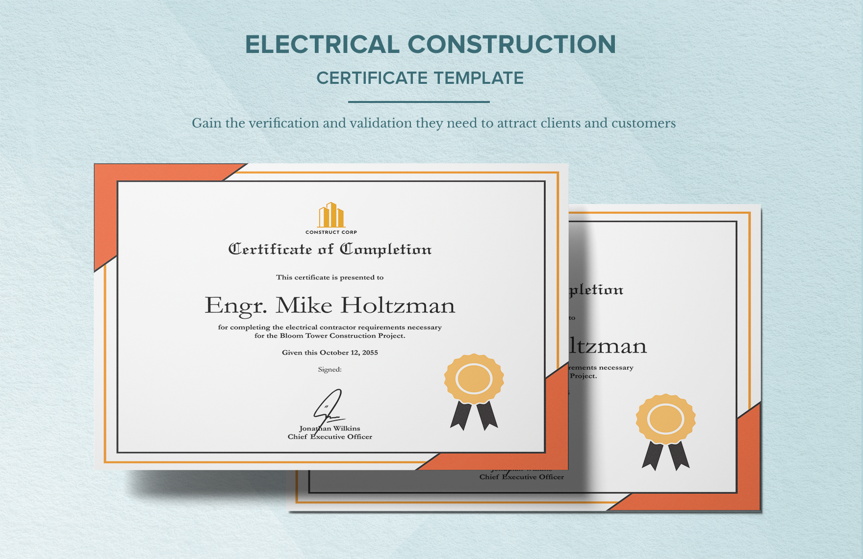 Electrical Construction Certificate Template